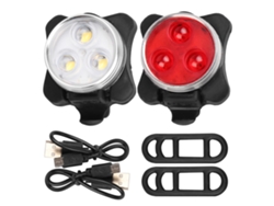 Juego de luces USB para bicicleta, iluminación urbana y de montaña, ABS rojo/blanco Tommy01