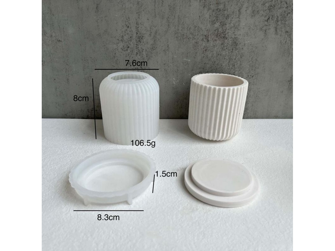 Molde De Silicona Para Macetas, Moldes De Cemento, Macetas Y Tarros Con Rayas Para Manualidades.