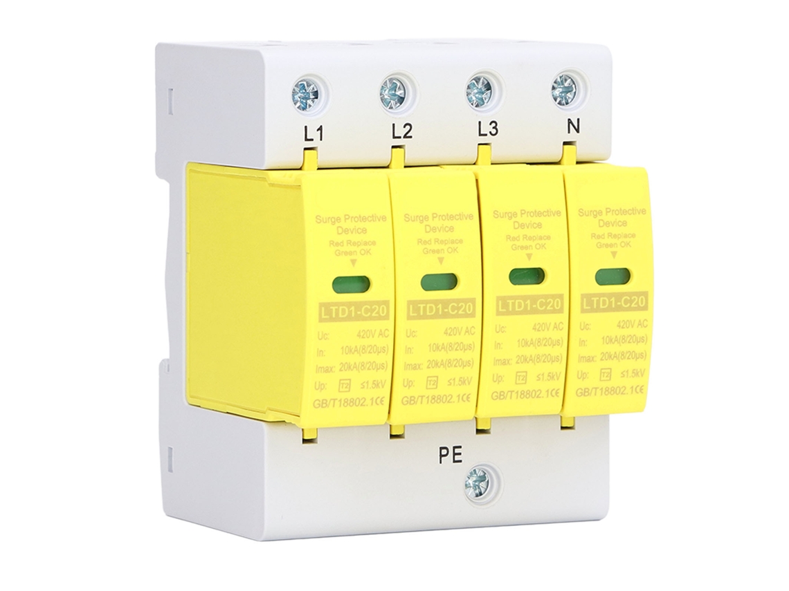 Dispositivo Protector Contra Sobretensiones De 4 Puntos Y 420 V Ca Para Riel De 36 Mm, Uso Residencial, Ip20