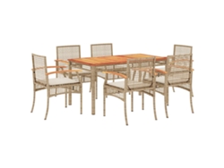 Maison Exclusive - Set Comedor De Jardín 7 Pzas Con Cojines Ratán Sintético Beige