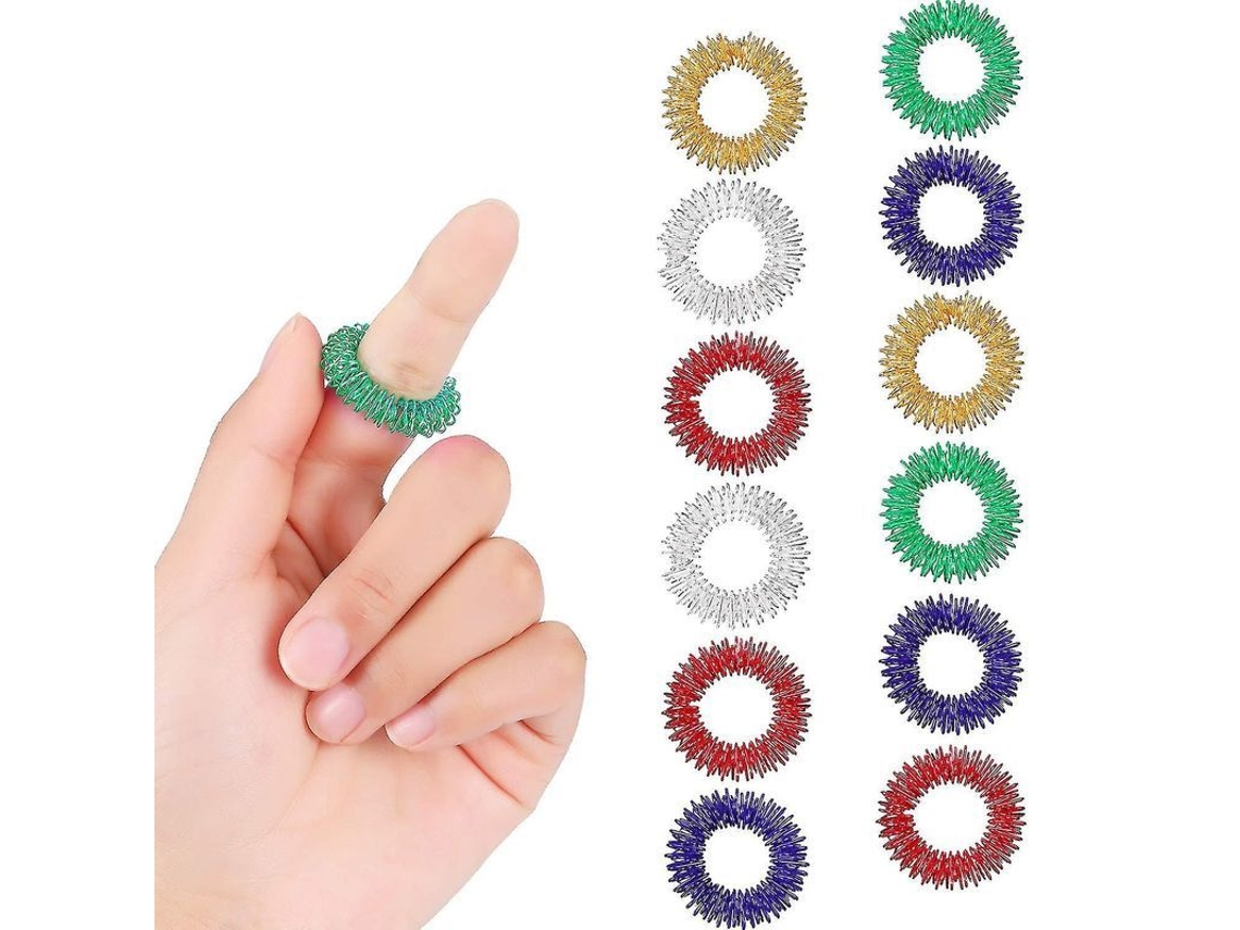 12 Anillos De Acupresión Con Puentes Para Masaje Sensorial De Dedos (2025)