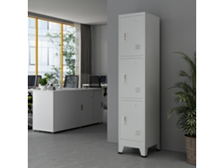 Casillero Metálico Joroinen con Portaetiquetas y 3 puertas con cerradura 180 x 38 x 45 cm Acero - Gris [en.casa]