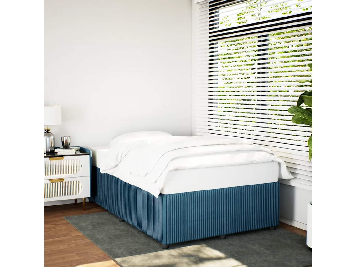 Estructura De Cama Terciopelo Azul Oscuro 120x190 Cm