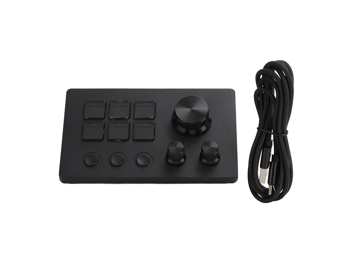 Teclado Visual Con Perillas, 6 Teclas, Lcd, Botones Personalizados, Teclado Visual Para Obs, Twitch, Os X, Pc, Color Negro
