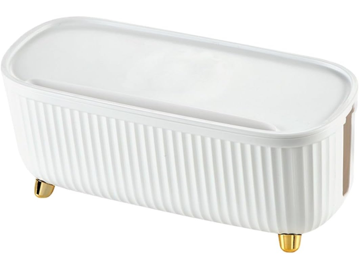 Caja Gestión Cables Blanco Transparente, Organizador Alimentación Regletas, Estante Almacenamiento