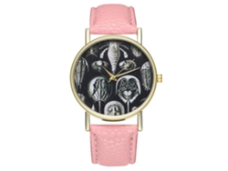 Reloj De Pulsera Unisex Zhoulianfa De Cuarzo Con Correa De Cuero Pu Rosa