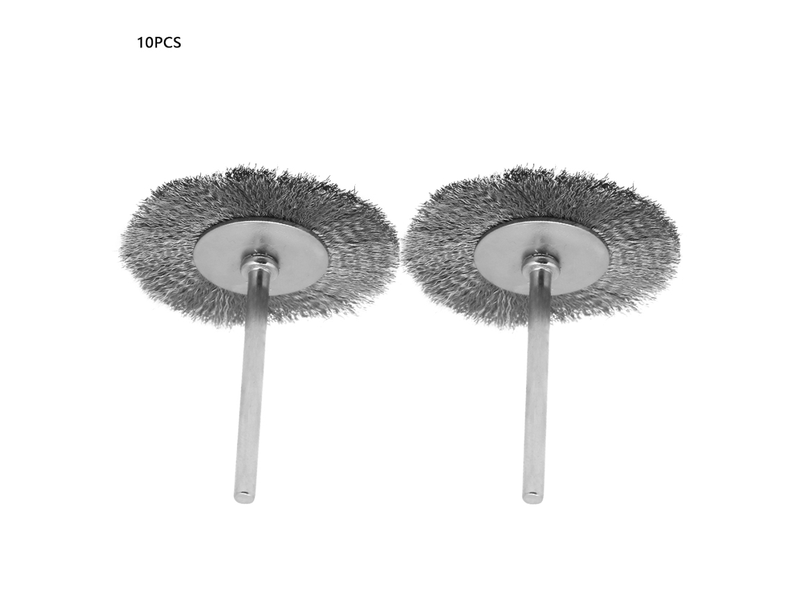 10 Cepillos Planos De Acero Para Pulir Con Cabezal Profundo (3*38 Mm)