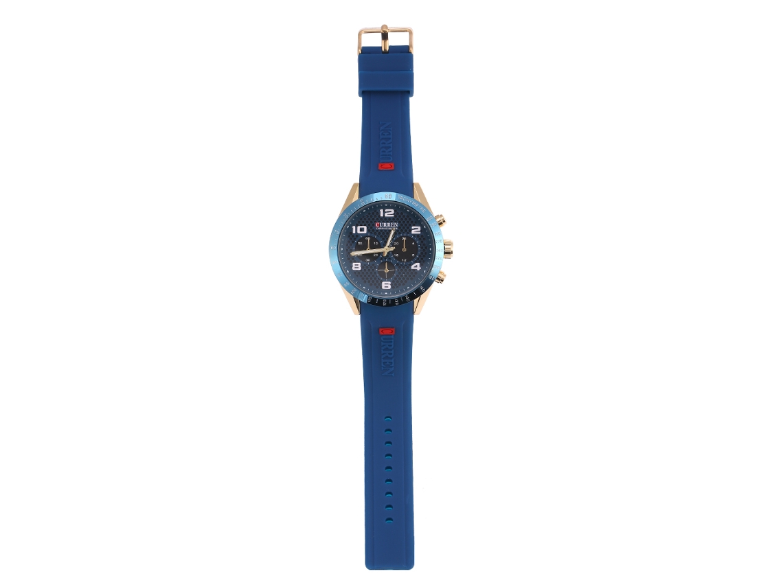 Reloj De Cuarzo Para Hombre Con Correa De Piel Sintética Rosa Oscuro Y Dos Discos Analógicos Redondos.
