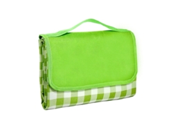 Manta de picnic portátil e impermeable con asa y plegable de 150x180 cm (cuadros verdes) Czhhmart