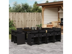 Juego de comedor de jardín de 13 piezas con cojines en mimbre sintético negro de DKD Home Decor