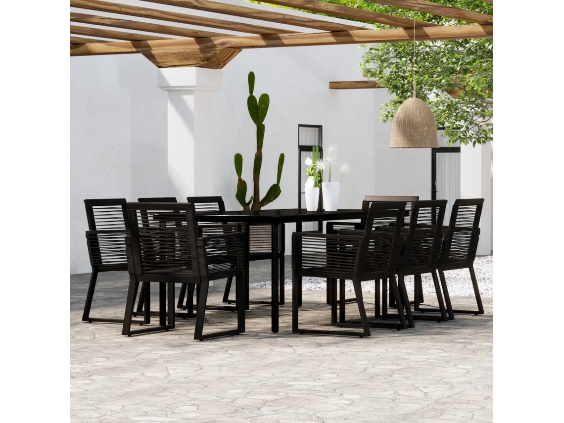 Juego de comedor de jardín negro de 2 piezas Dkd Home Decor