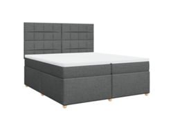 Maison Exclusive - Cama Box Spring Con Colchón Tela Gris Oscuro 200x200 Cm