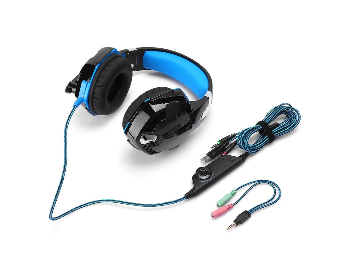 Auriculares Para Juegos Con Cable G9000 Con Micrófono Y Luz Led Para Pc - Negro Y Azul