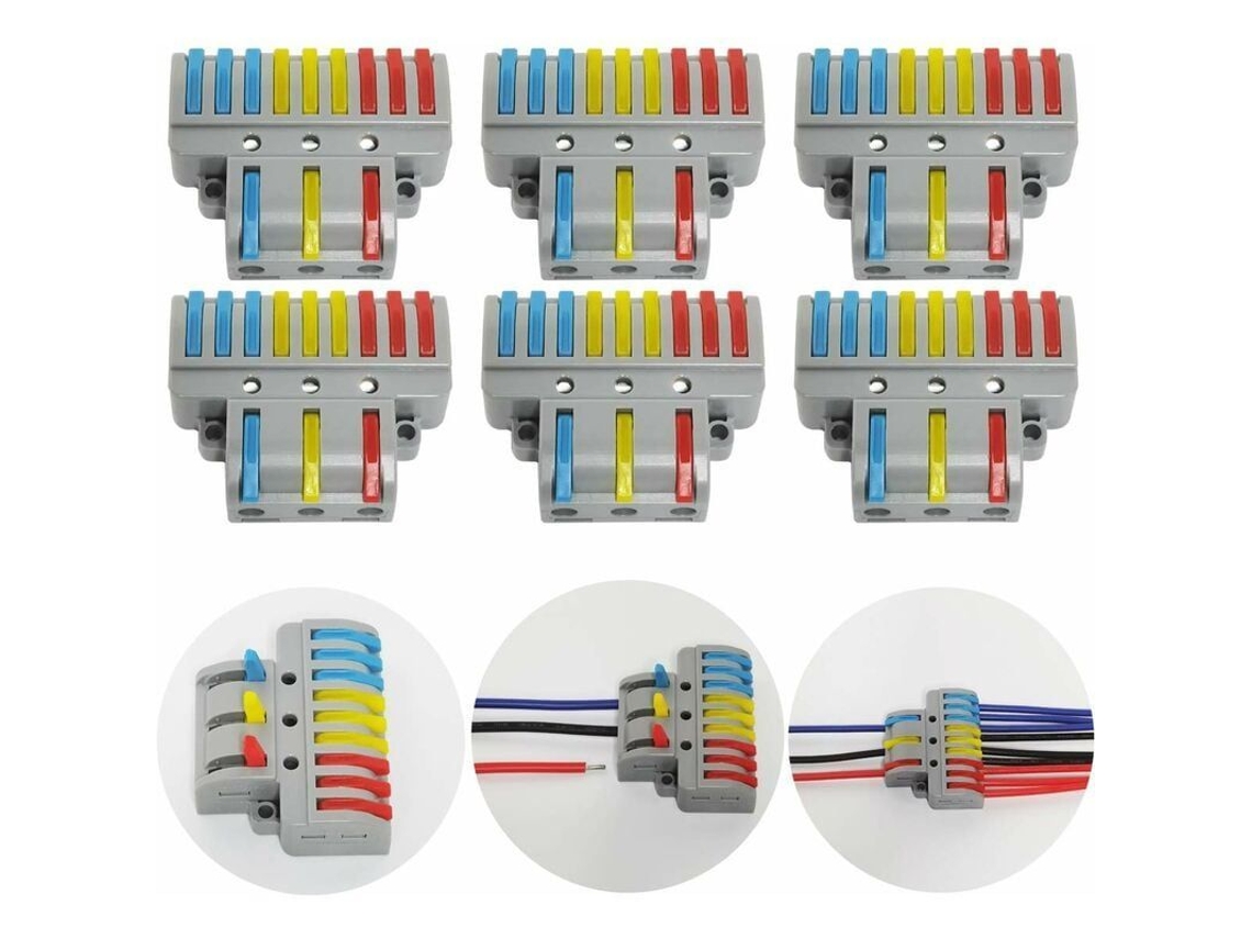 Terminales De Conexión, 6 Conectores Eléctricos Con Palanca De Accionamiento, 3 Entradas, 9 Salidas.