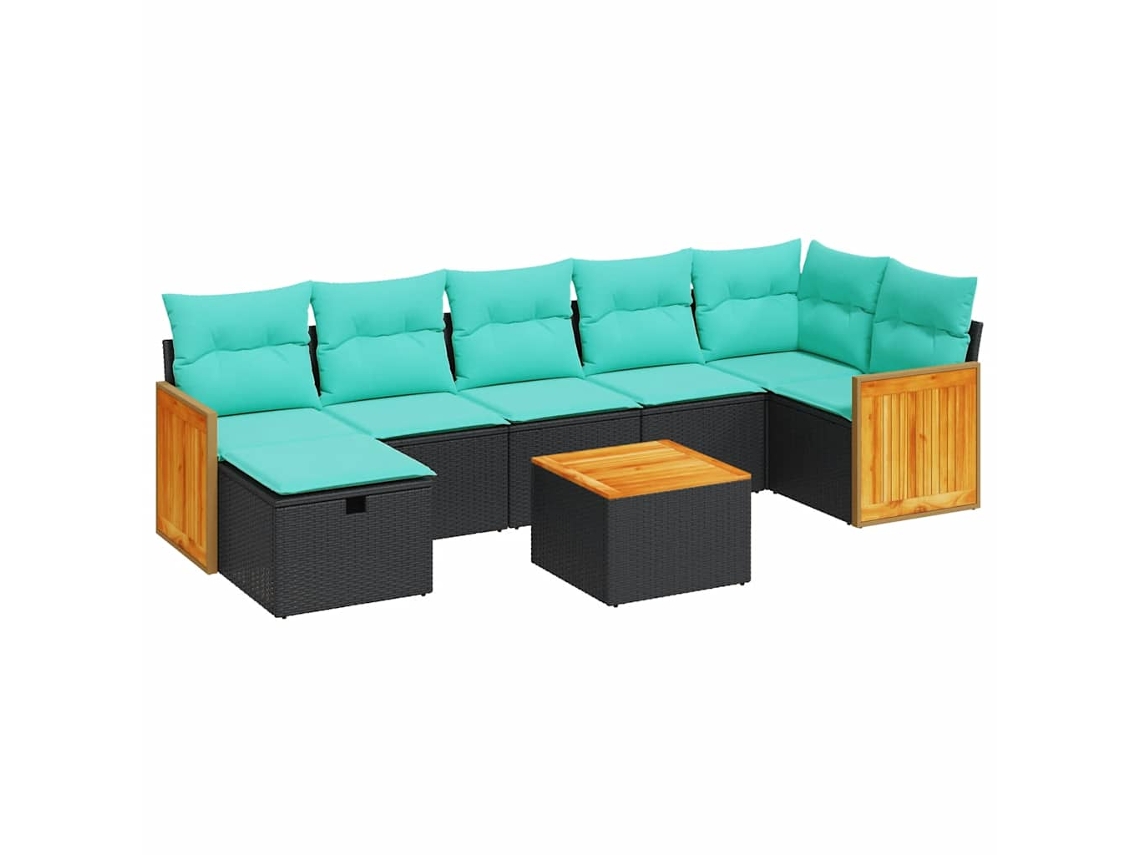 Maison Exclusive - Conjunto de sofá de jardín de 8 piezas con cojines, mimbre, negro