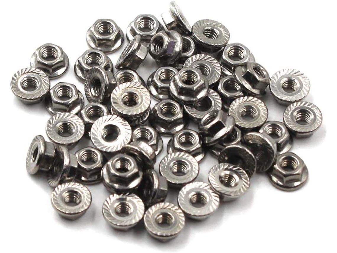 Tuercas hexagonales para uso industrial, tuercas de brida dentadas con resistencia a la corrosión y amplias aplicaciones, 50 tuercas métricas galvanizadas M