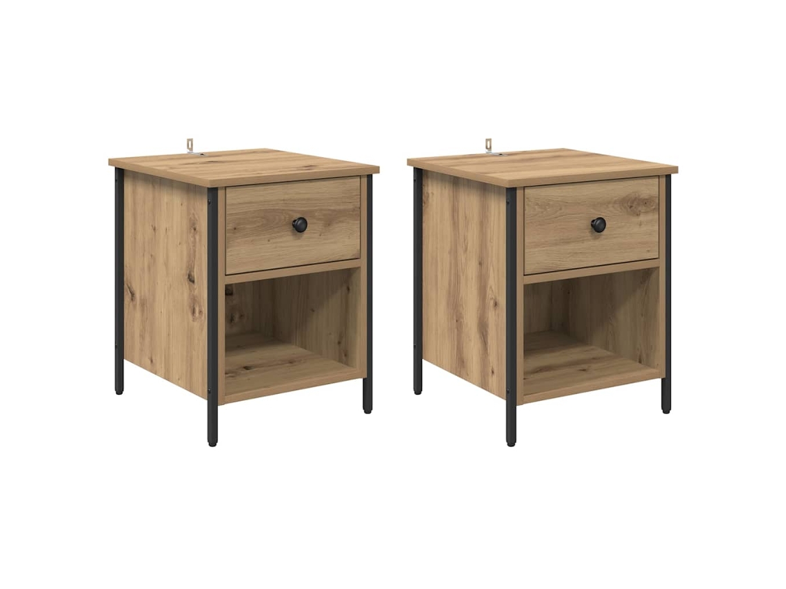 Maison Exclusive - Armario De Noche 2 Pcs Roble Artesanal 40 X 42 X 50 Cm