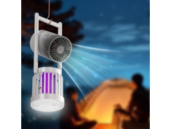 Matamosquitos multifuncional 3 en 1 para áreas al aire libre, con luz para acampar y ventilador para acampar, lámpara UV recargable para matar mosquitos.