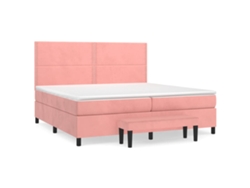 Cama Con Somier VIDAXL Rosa Terciopelo (200x200 cm)