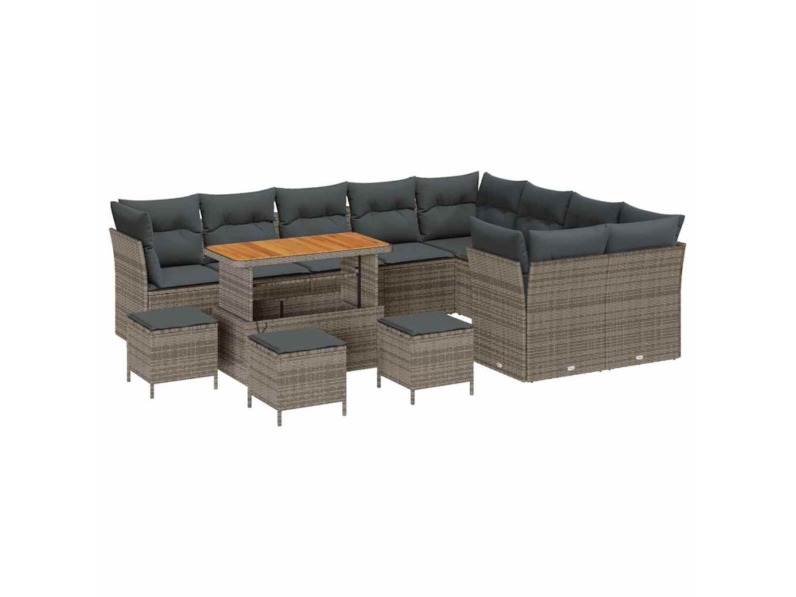 Maison Exclusive - Conjunto De Sofá De Jardín Con Cojín Manual 13 Pcs Gris