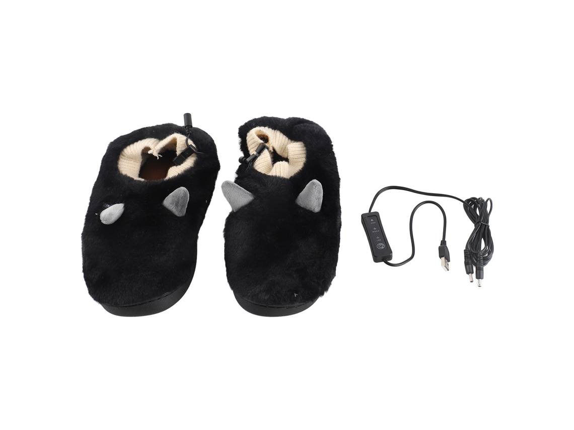 Pantuflas Calientes Usb Con Pelo Suave Ajustable Temperatura Antideslizantes Calentadores De Pies Invierno Para Hombres