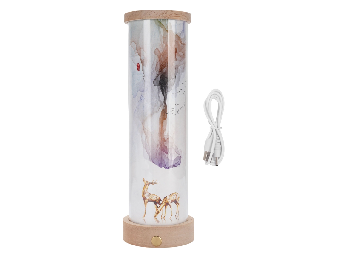 Rebe-lámpara De Mesa Táctil Sin Cable Madera Led 3 Temperaturas Regulable Para Dormitorio Camping Decor Ciervo