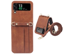 Funda De Piel 4gusshious Para Samsung Galaxy Z Flip Con Tarjetero, Color Marrón