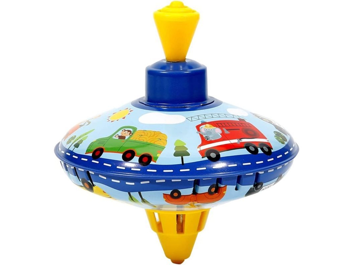 Trompo Metálico Giratorio Con Imagen De Animal Y Coche Giratorio Equilibrado Para Adultos Y Niños - Azul