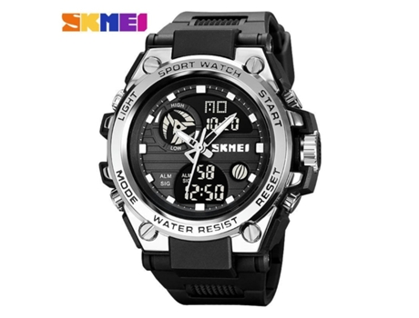 Relojes analógicos digitales impermeables para hombre con cronómetro, relojes de pulsera multifuncionales LED plateados VEANXIN
