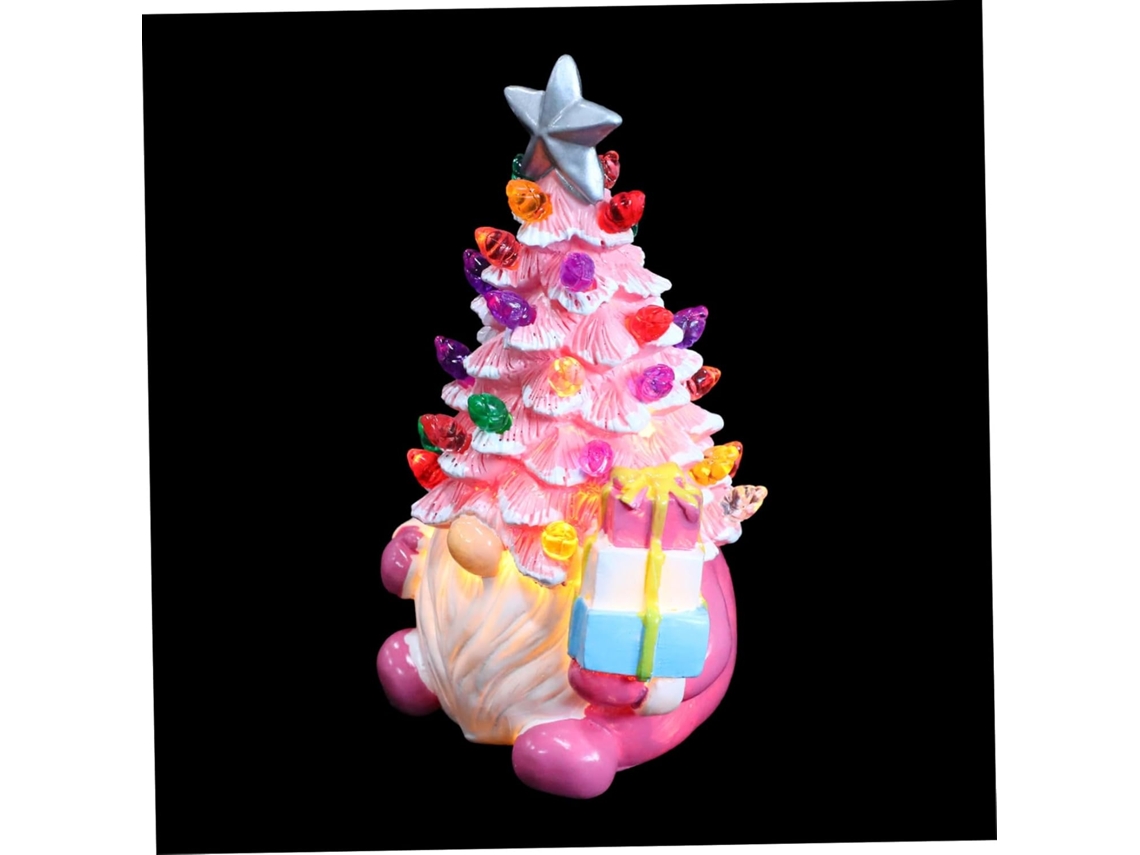 Lámpara navideña decorativa con gnomo y árbol, perfecta para el salón. SFUSHOS