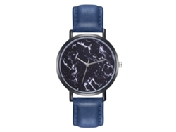 Reloj De Pulsera Unisex Informal Con Correa De Piel Sintética Y Esfera Redonda Azul.