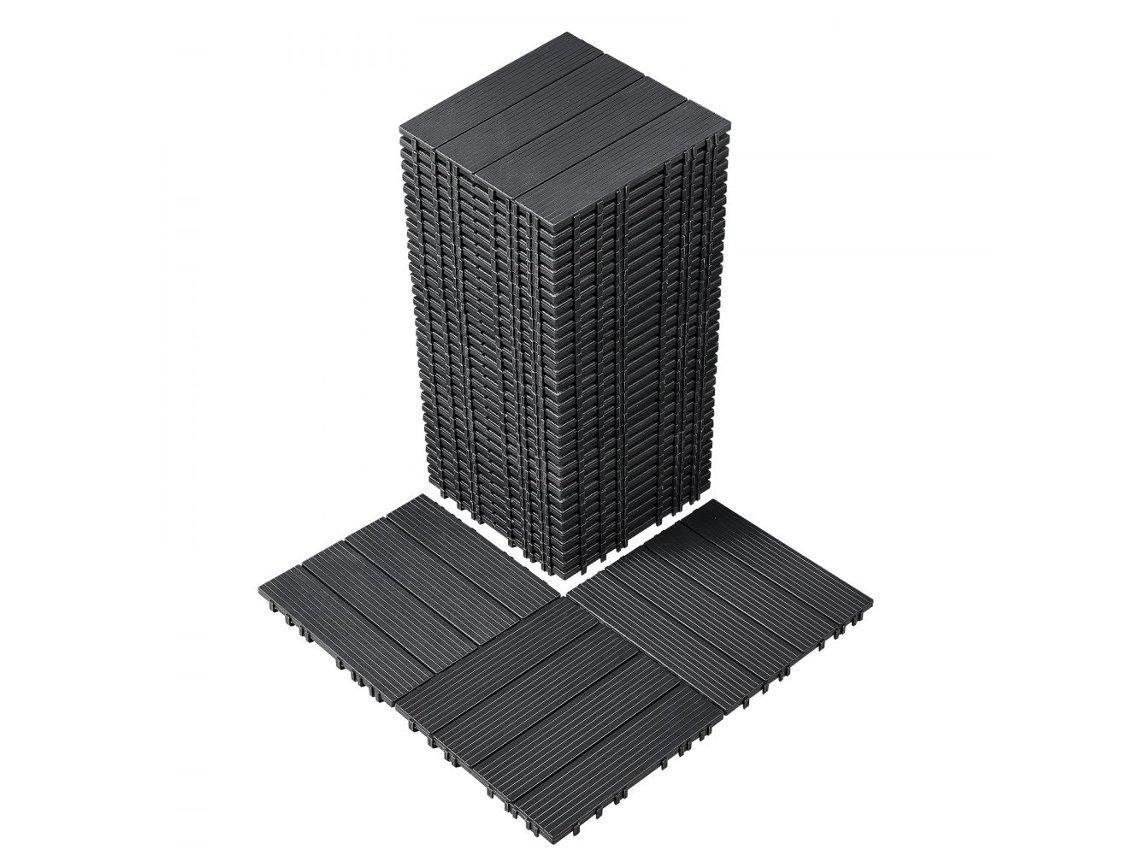 Juego de baldosas entrelazadas antideslizantes gris oscuro de 30x30 cm para terrazas y balcones Tekmaquinas