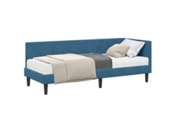 Syfax™ Estructura De Cama Esquina Con Colchón 2 Pcs Azul Terciopelo