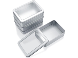 Frascos metálicos pequeños con tapa, frascos metálicos vacíos portátiles para cosméticos, cajas metálicas de almacenamiento de 12,5 x 9 x 3,5 cm