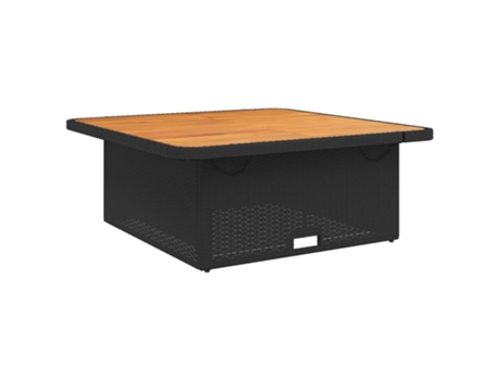 Mesa de jardín madera de acacia y ratán PE negro VIDAXL (110x110x71 cm)