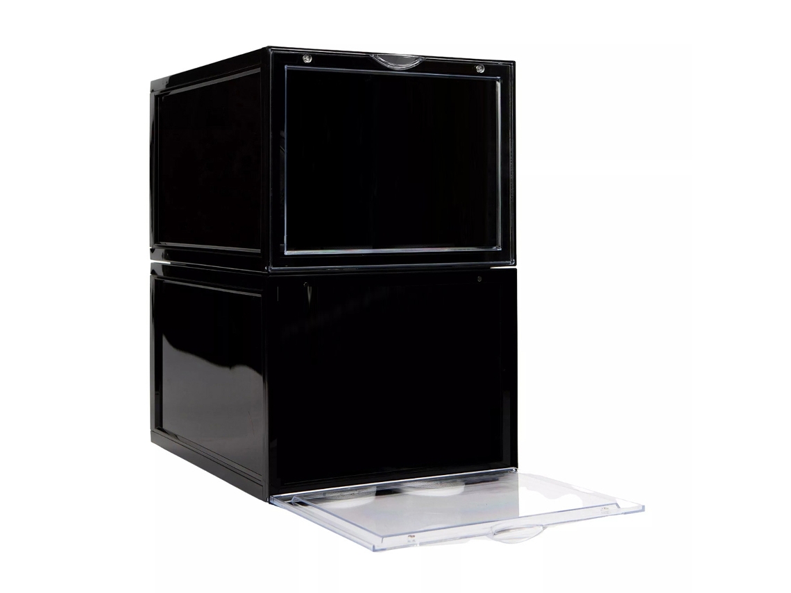 Zapatero organizador pongotodo KLACK Negro apilable pack de 4 unidades