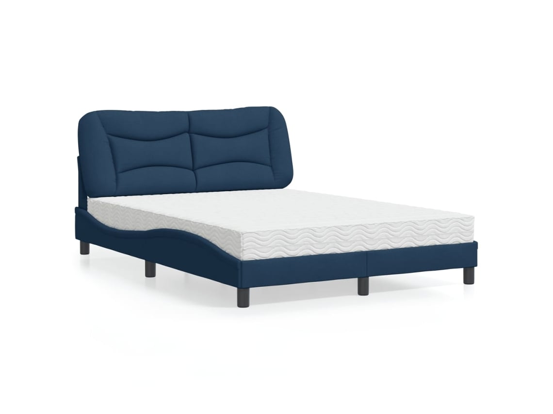 Cama Con Colchón Tela Azul 140x190 Cm
