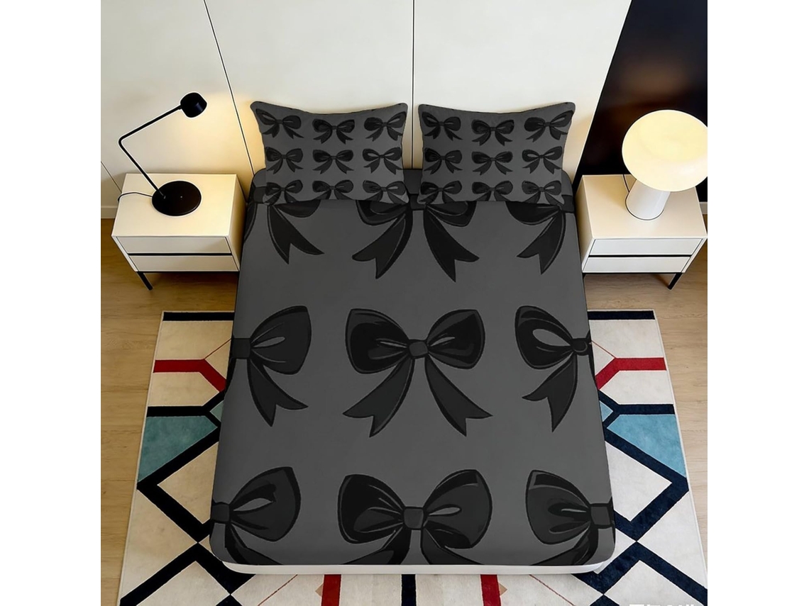 Microfibra Negra Estampado Diseño Funda Microfibra Diseño Almohada Juego Color 200x25cm