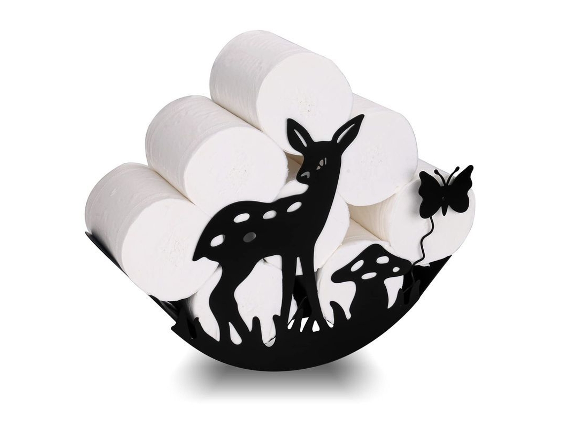 2026-soporte De Papel Higiénico De Ciervo Metálico Para Baño Cocina Almacenamiento 7 Rollos Decorativo Divertido