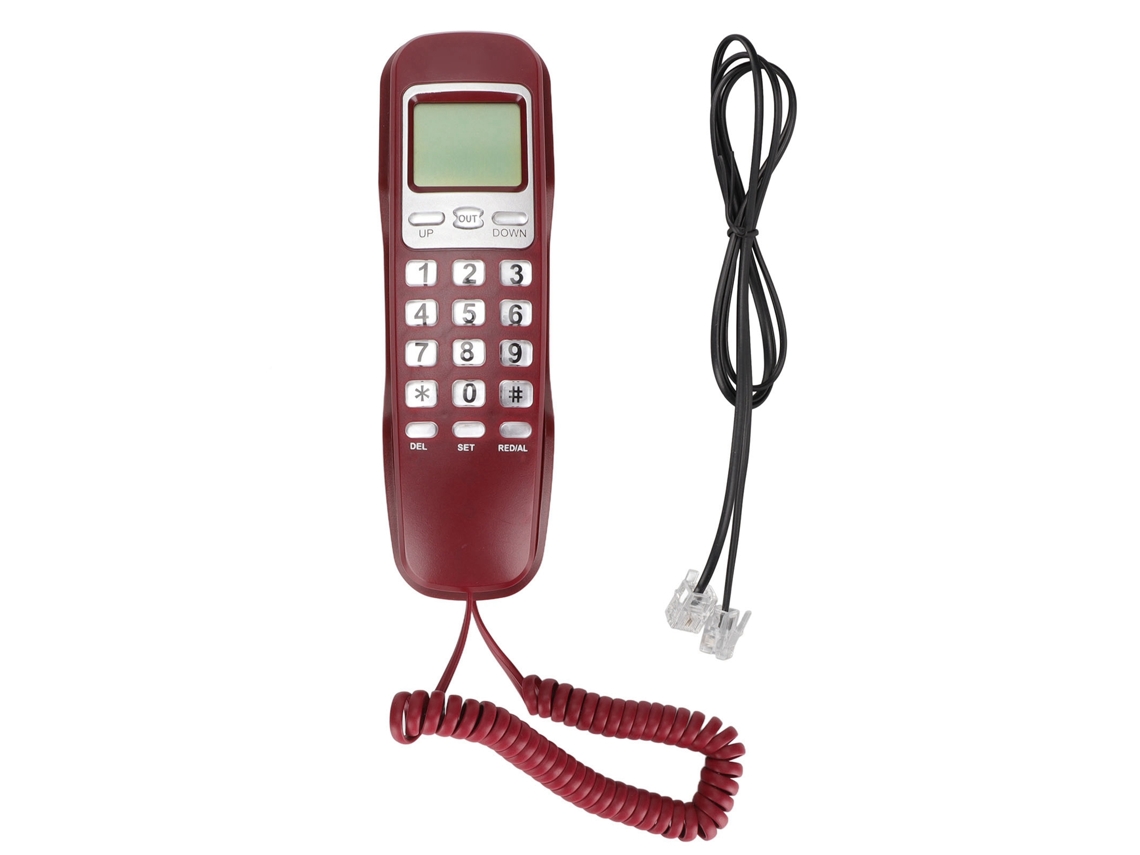 Teléfono Fijo Pequeño Con Cable, Pantalla Lcd Y Función De Rellamada Para El Hogar Y La Oficina.