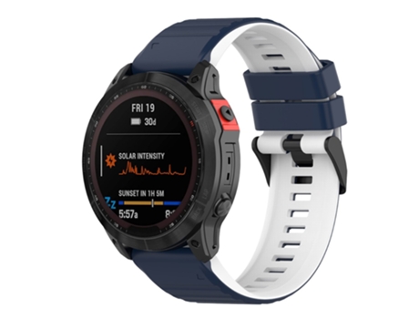 Correa de Silicona 22mm bicolor ajustable para Garmin Fenix 7/6/5/Amazfit Falcon - azul medianoche/blanco