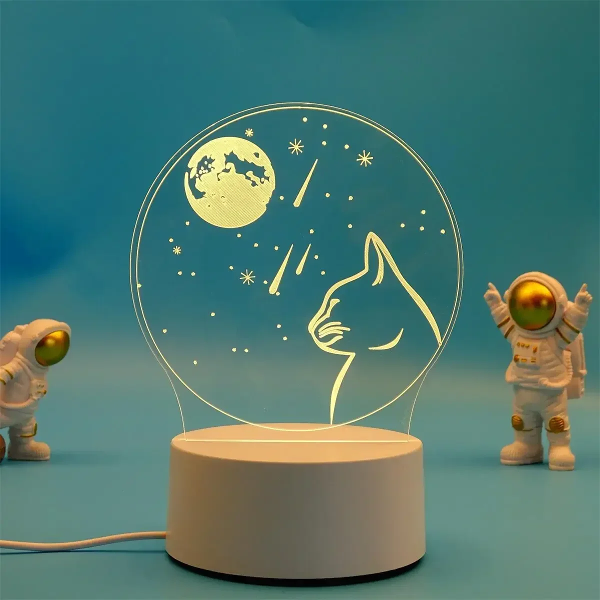 (luz Cálida) Lámpara De Noche Led Usb 3d De Acrílico, Decoración Para El Dormitorio.