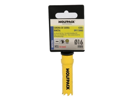 Corona Sierra Bimetal Ø 16 mm Templado Termico. Base Reforzada. Corona Madera. Broca Agujeros Madera. Acero. Hierro. Plasticos WOLFPACK LINEA PROFE...