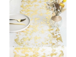 MEOIRUERY Camino de mesa dorado para ocasiones festivas, diseño elegante con grandes piezas de lámina dorada, lámina dorada brillante para decoración de bodas y