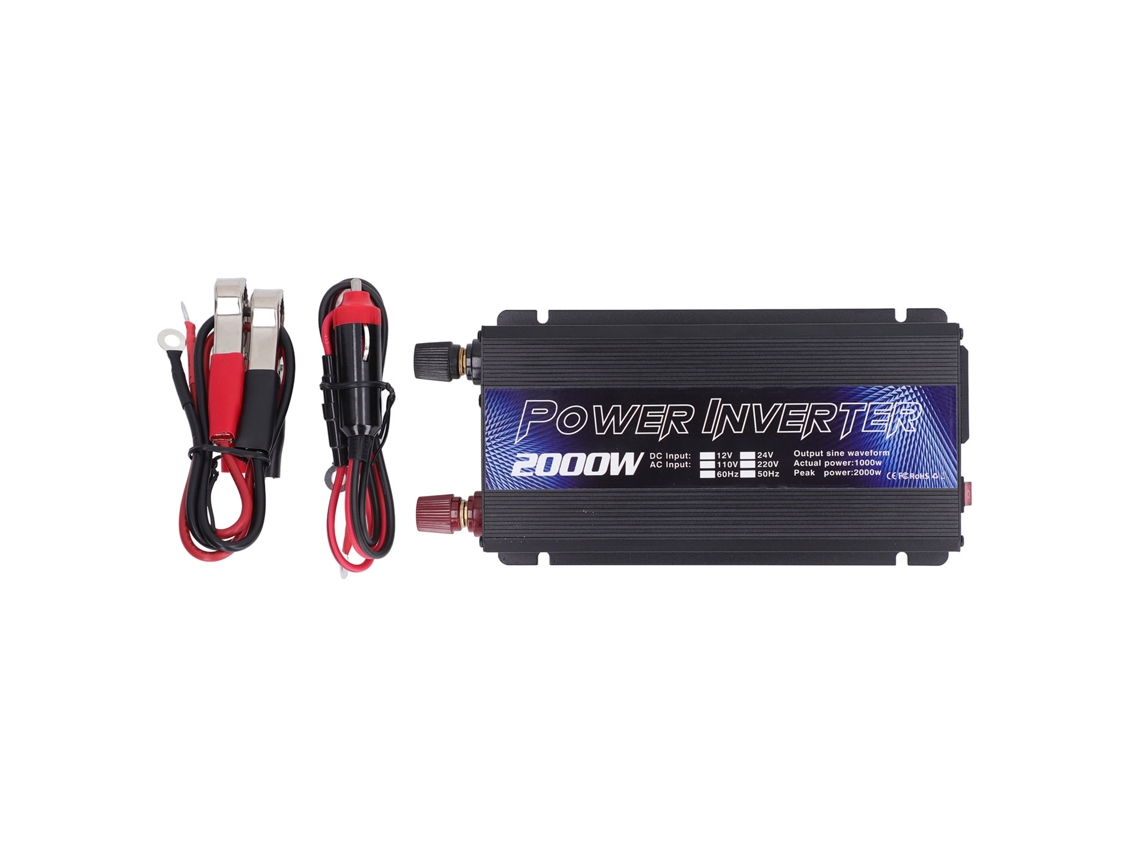 Inversor De Potencia 2000w Para Coche Ondas Senoidales Modificadas Aluminio Bajo Ruido Universal Solar Carga Múltiple