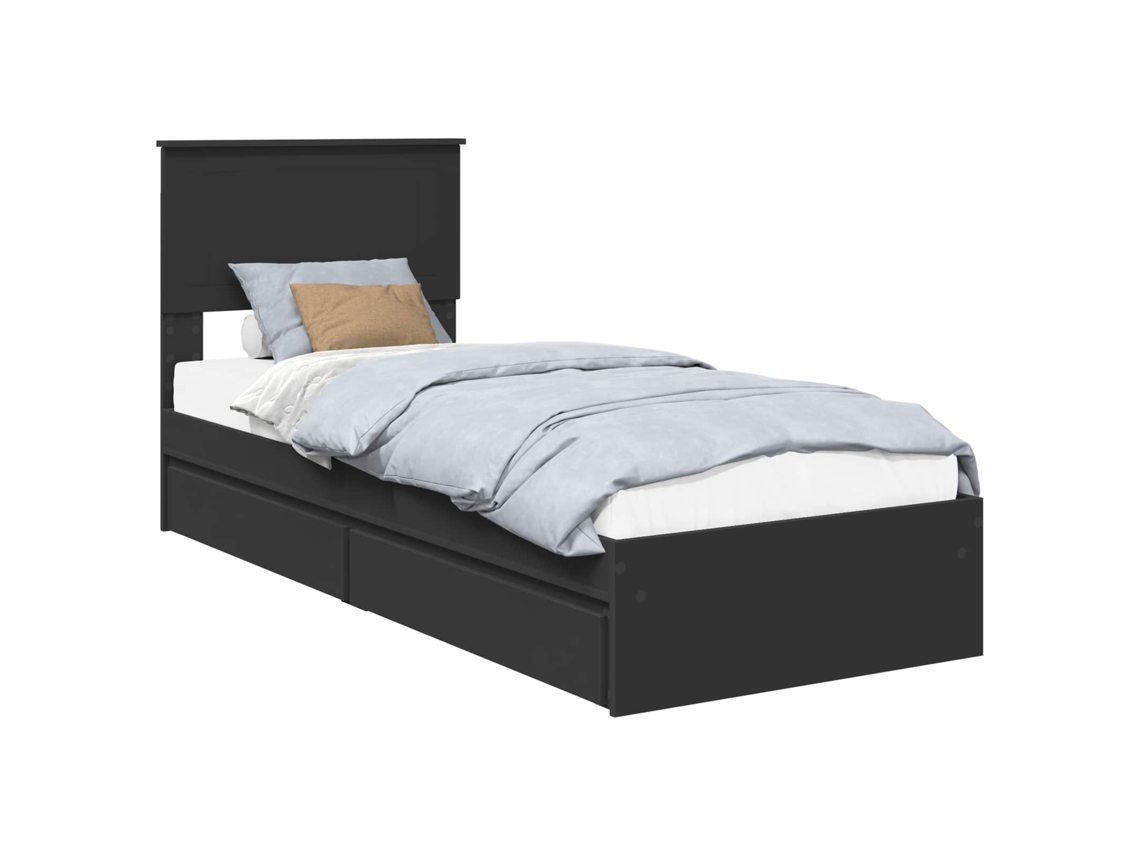 Maison Exclusive - Cama Con Almacenamiento Negro 75 X 190 Cm Madera De Ingeniería