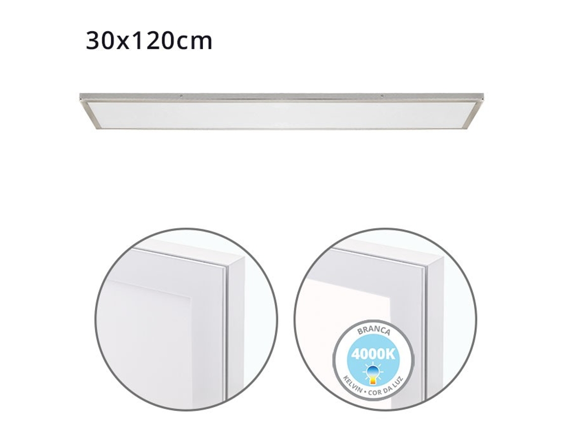 Panel de Superficie Voltaire 30X120 72W Led 5760Lm 4000K 120 C.120Xl.30Xalt.2 3Cm Níquel FERRIMEX