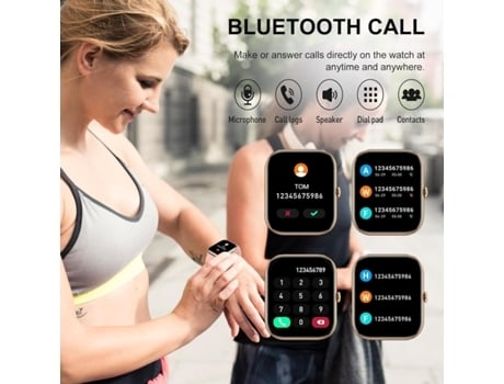 AUJEZON P66D Smartwatch con Función de Llamada 1 85 Impermeable Ip68 para Android Ios Oro