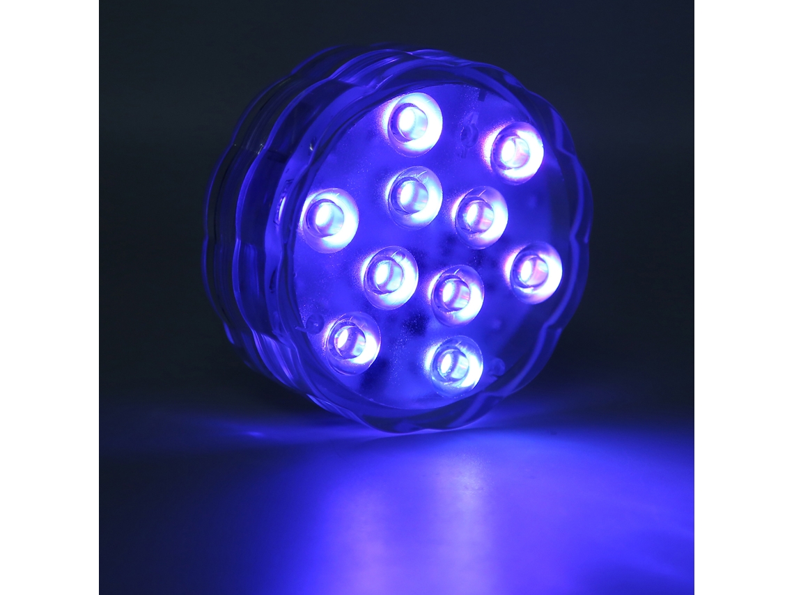 Luces Led Sumergibles Ip68, Funcionan Con Pilas, 10 Led, 16 Efectos De Iluminación Con Mando A Distancia.