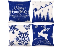Juego De 4 Fundas De Almohada Navideñas Con Motivos De Copos De Nieve